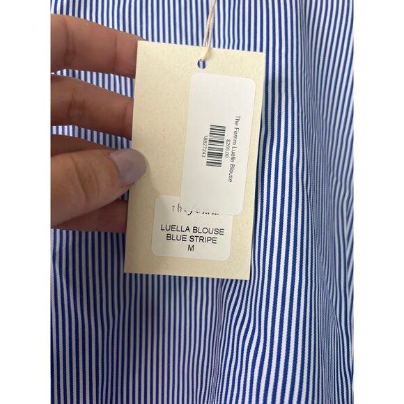 NWT The Femm Poplin Lightweight Puff Sleeves Luella Blouse Blue Size: Medium - Picture 5 of 9